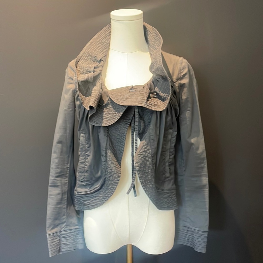 VALENTINO RED ruffle cotton jacket in slate grey size s